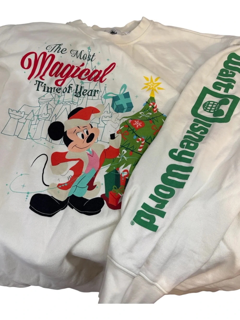Walt Disney World Santa Mickey Castle Christmas 100% Cotton Pullover Men’s XXL